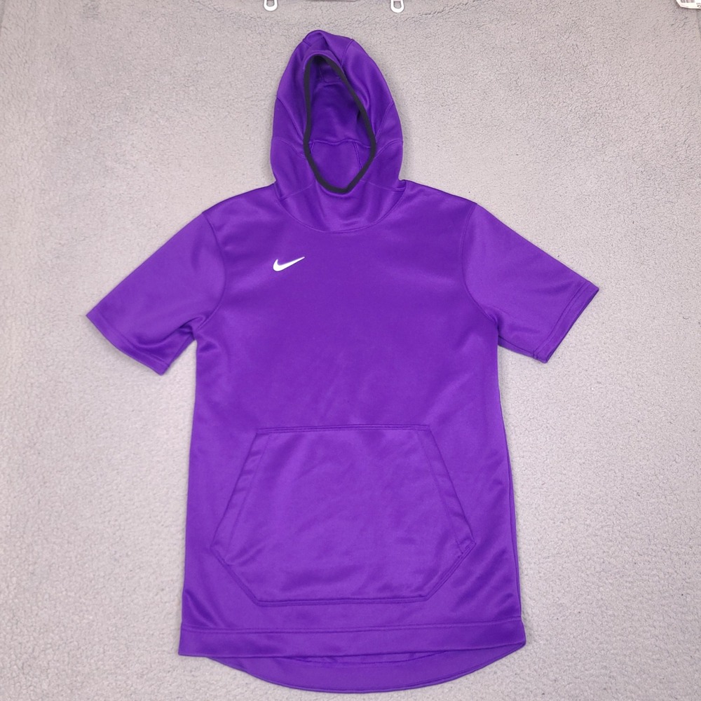 Nike Dri-Fit Spotlight Mens Small Purple Short Sleeve Hoodie Gym Training